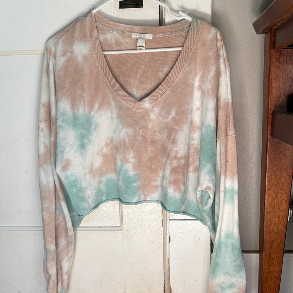Full Tilt Tie-Dye V-Neck Crop Top